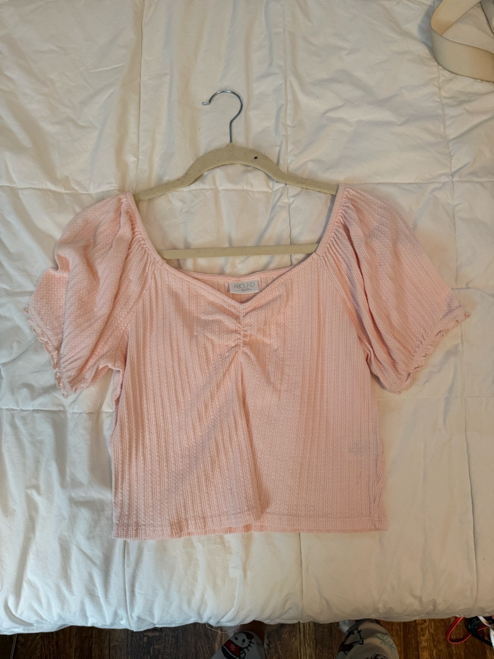 aerie Light Pink Puff-Sleeve Ribbed Women's Tee